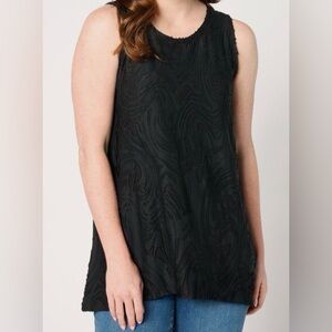 LOGO by Lori Goldstein Black Textured Sleeveless Tunic